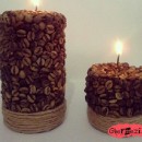 تزیین شمع با دانه های قهوه